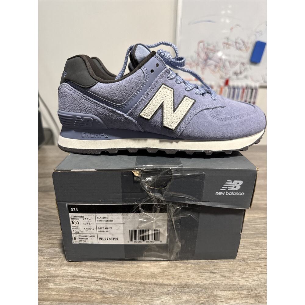 New Balance 574 WL574TPN Womens Gray Suede Lifestyle Sneakers Shoes Size 6.5